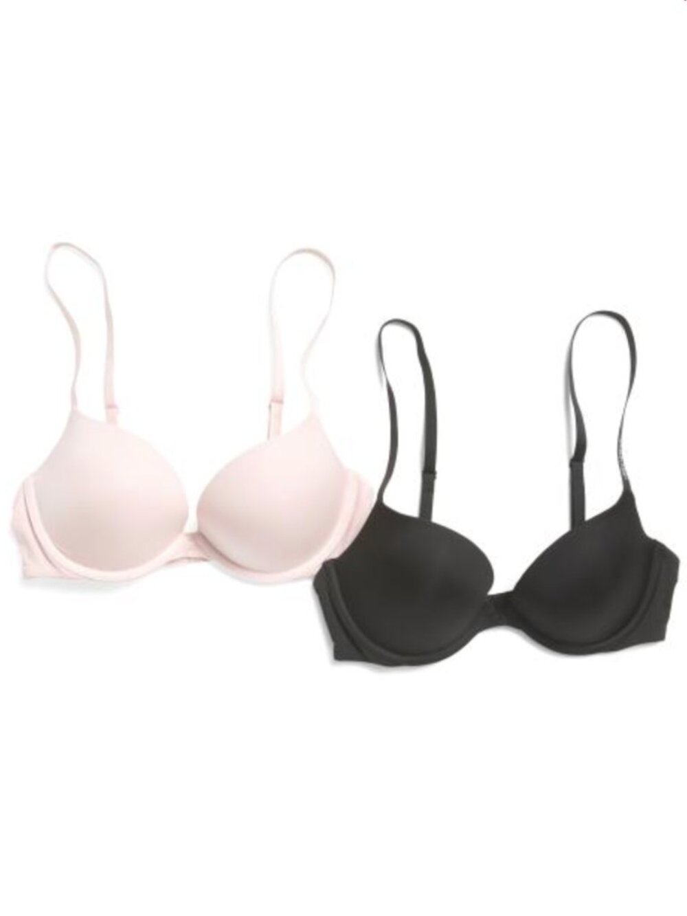 Calvin Klein 2pk Pure Micro Push Up Plunge Bras Light Pink and Black